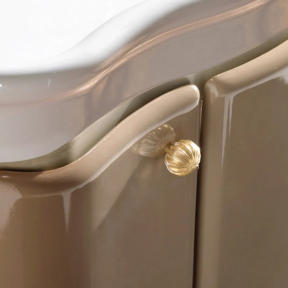 Mueble con Dos Puertas y Cesta Lacada Brillo Made in Italy - Candy viadurini