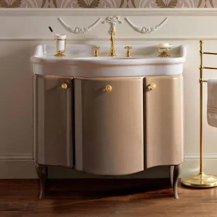 Mueble con Dos Puertas y Cesta Lacada Brillo Made in Italy - Candy viadurini