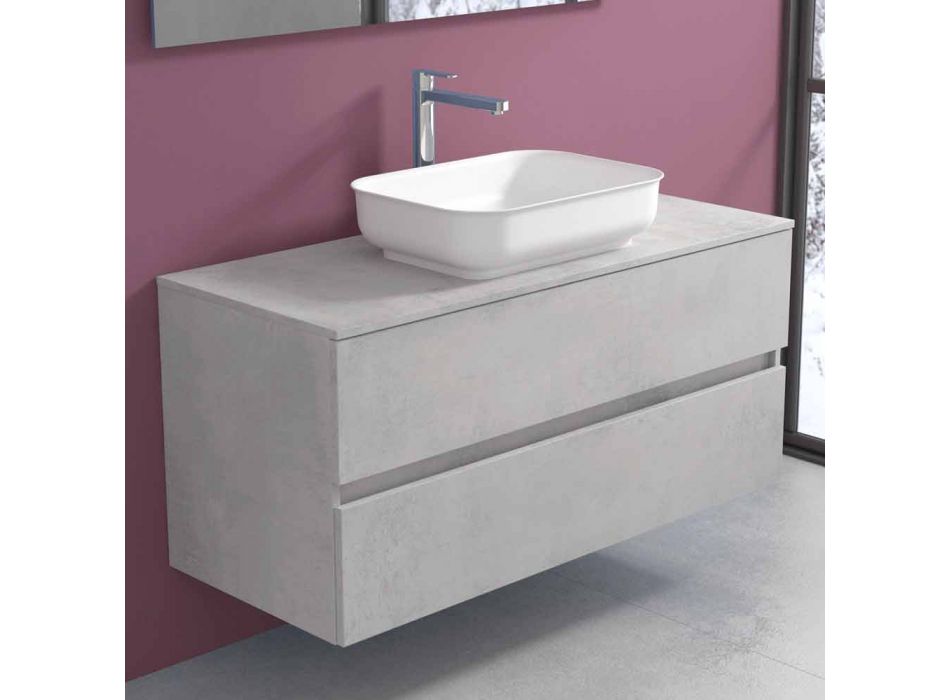 Mueble de baño suspendido con lavabo, diseño en 4 acabados - Paoletto viadurini