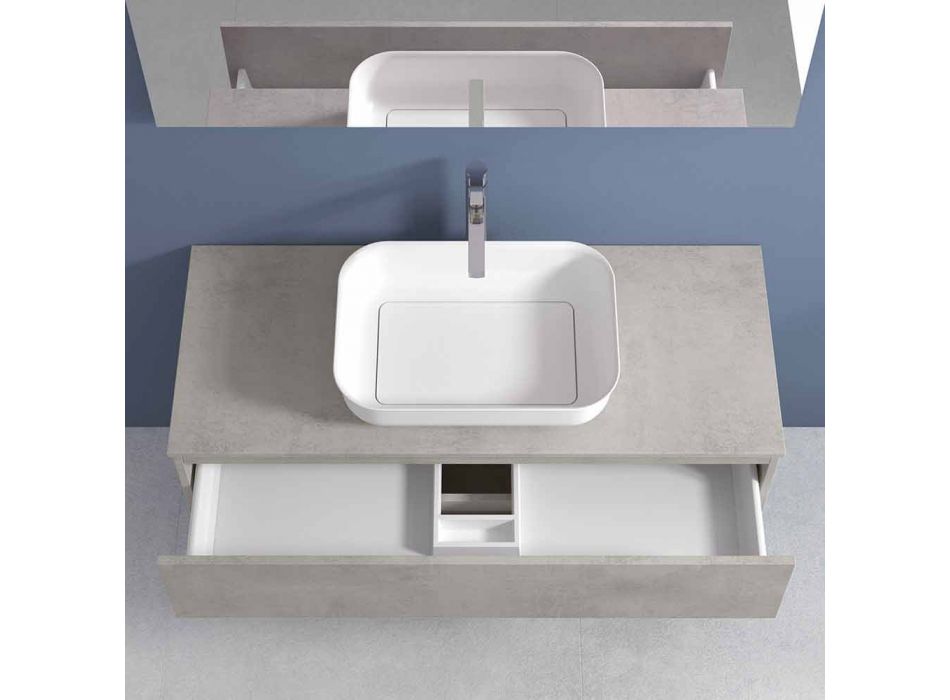 Mueble de baño suspendido con lavabo, diseño en 4 acabados - Paoletto viadurini