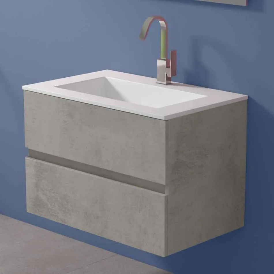 Mueble de suspensión para baño con lavabo integrado en 3 dimensiones - Marione viadurini