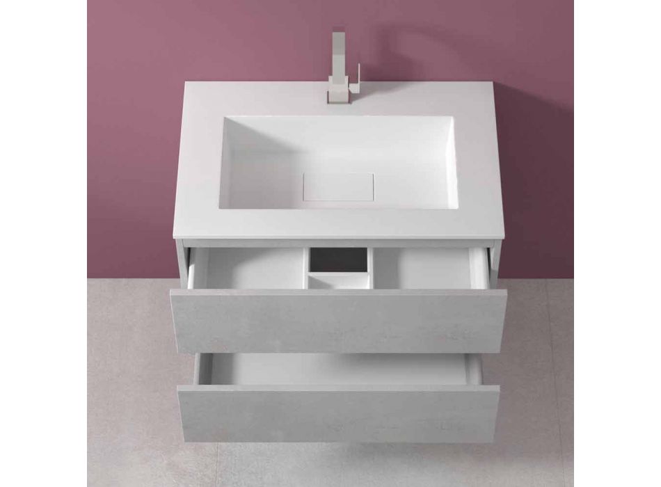 Mueble de suspensión para baño con lavabo integrado en 3 dimensiones - Marione viadurini