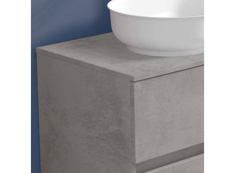 Mueble de baño suspendido y lavabo ovalado, diseño moderno - Cesiro viadurini