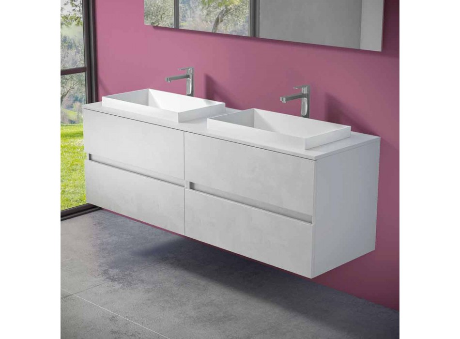 Mueble de baño suspendido con lavabo doble empotrado, diseño moderno - Dumbo viadurini