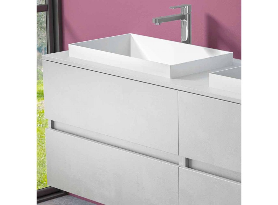 Mueble de baño suspendido con lavabo doble empotrado, diseño moderno - Dumbo viadurini