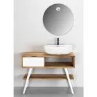 Mueble de baño de pie en teca natural blanca con cajones de colores - Benoit viadurini