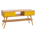 Mueble de baño amarillo en teca natural con cajonera - Hamadou viadurini