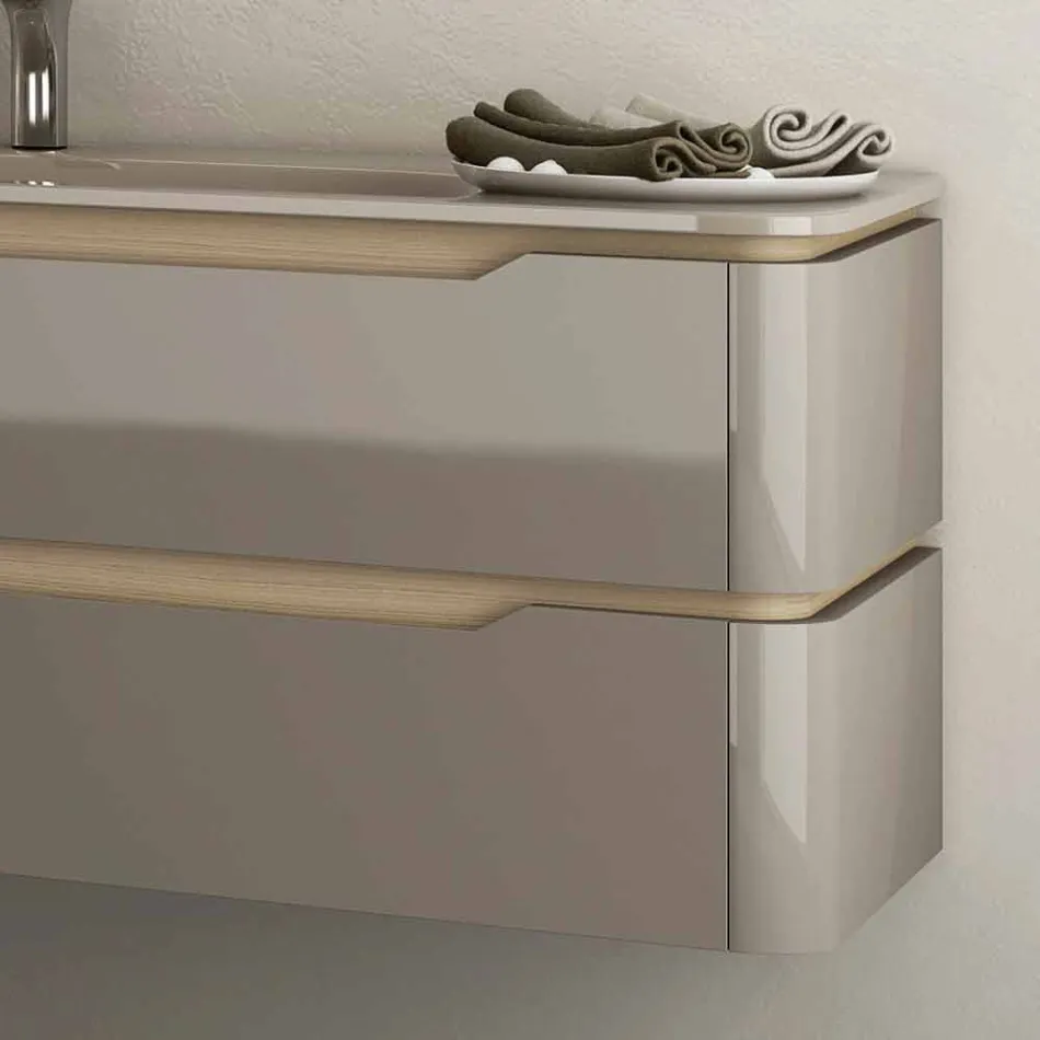 baño móvil con madera integrada disipador de diseño Arya, fabricado en Italia viadurini