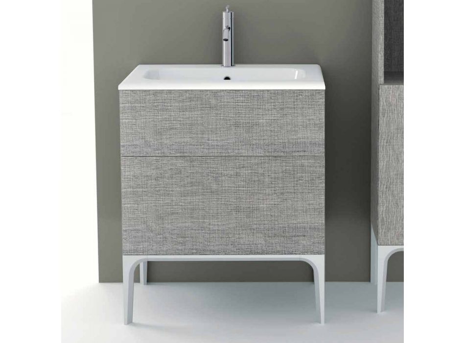 Mueble de baño con lavabo integrado en Ambra ecolegno, made in Italy viadurini