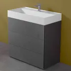 Mueble de baño con suelo de diseño moderno en laminado con lavabo de resina - Pompei viadurini