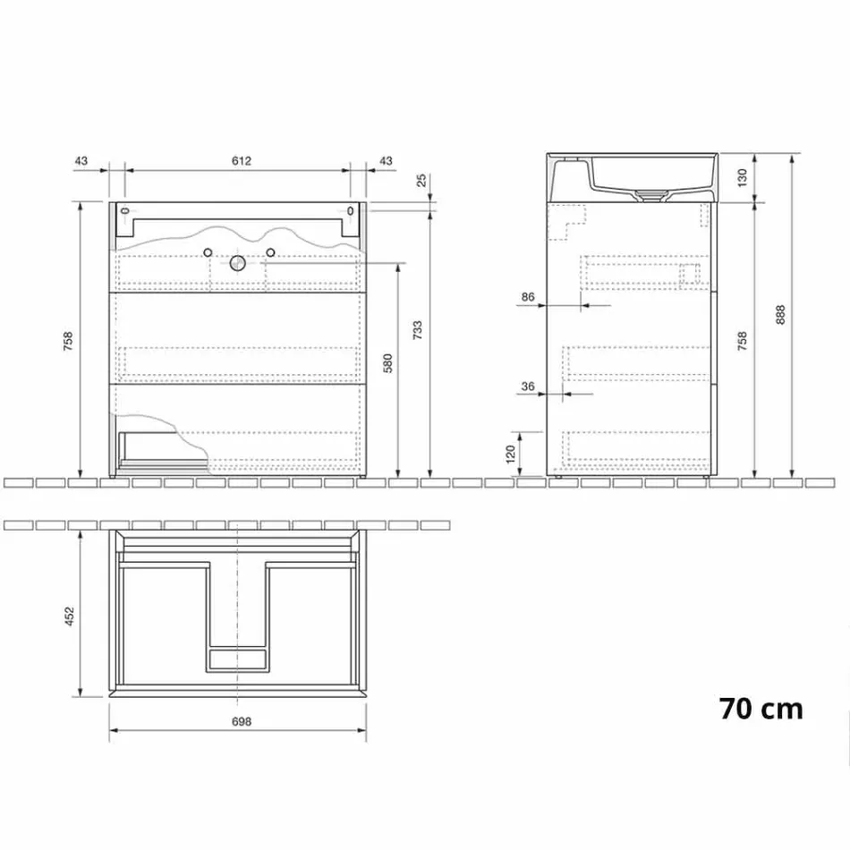 Mueble de baño con suelo de diseño moderno en laminado con lavabo de resina - Pompei viadurini