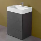 Mueble de baño con suelo de diseño moderno en laminado con lavabo de resina - Pompei viadurini