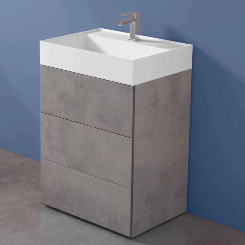 Mueble de baño con suelo de diseño moderno en laminado con lavabo de resina - Pompei viadurini