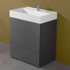 Mueble de baño con suelo de diseño moderno en laminado con lavabo de resina - Pompei viadurini
