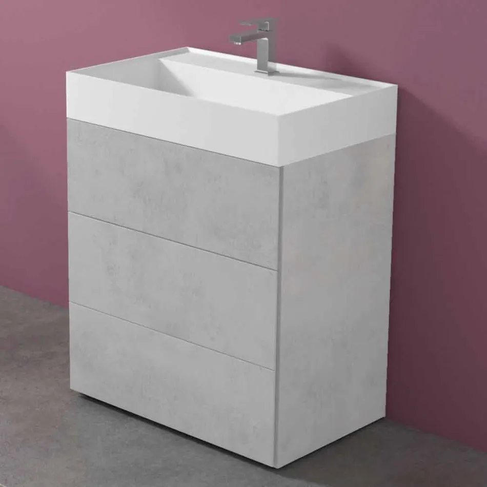 Mueble de baño con suelo de diseño moderno en laminado con lavabo de resina - Pompei viadurini