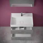 Mueble de baño con suelo de diseño moderno en laminado con lavabo de resina - Pompei viadurini