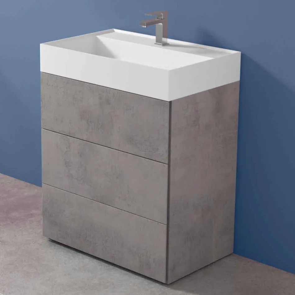 Mueble de baño con suelo de diseño moderno en laminado con lavabo de resina - Pompei viadurini