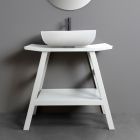 Mueble de baño de diseño de teca recuperada con tapa blanca y soporte - Crina viadurini