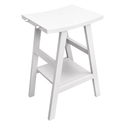 Mueble de baño de diseño en teca natural con tapa y soporte en blanco mate - Raomi viadurini