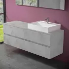 Mueble de Baño de Diseño Moderno con Lavabo Sobre Encimera Derecho o Izquierdo 4 Acabados - Alchimeo viadurini