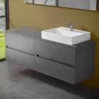 Mueble de Baño de Diseño Moderno con Lavabo Sobre Encimera Derecho o Izquierdo 4 Acabados - Alchimeo viadurini