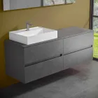Mueble de Baño de Diseño Moderno con Lavabo Sobre Encimera Derecho o Izquierdo 4 Acabados - Alchimeo viadurini