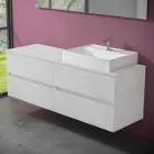Mueble de Baño de Diseño Moderno con Lavabo Sobre Encimera Derecho o Izquierdo 4 Acabados - Alchimeo viadurini