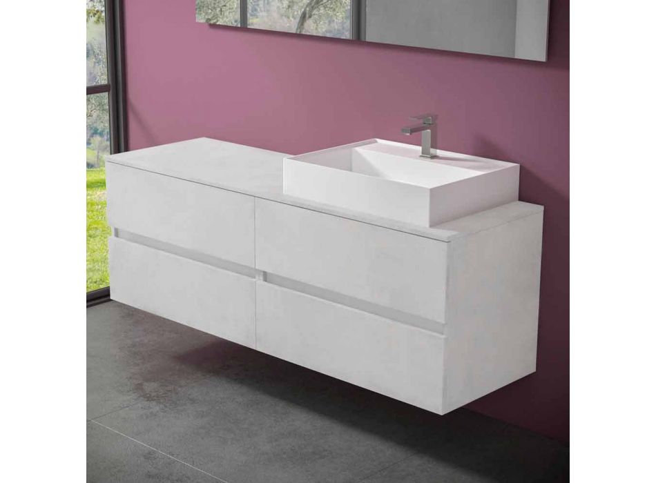 Mueble de Baño de Diseño Moderno con Lavabo Sobre Encimera Derecho o Izquierdo 4 Acabados - Alchimeo viadurini