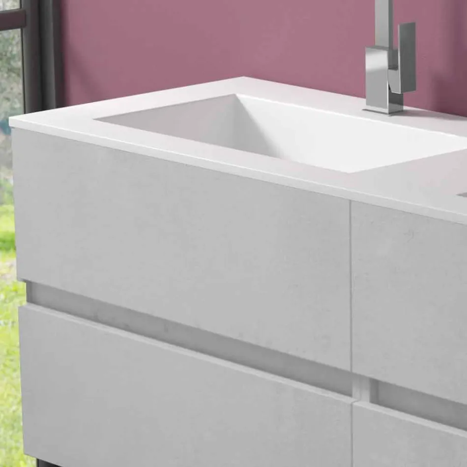 Mueble de baño con lavabo doble, diseño moderno suspendido en 4 acabados - Doblete viadurini