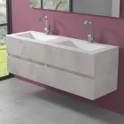 Mueble de baño con lavabo doble, diseño moderno suspendido en 4 acabados - Doblete viadurini