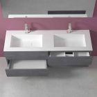 Mueble de baño con lavabo doble, diseño moderno suspendido en 4 acabados - Doblete viadurini