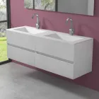 Mueble de baño con lavabo doble, diseño moderno suspendido en 4 acabados - Doblete viadurini