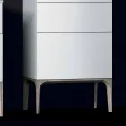 Móviles modernos baño 3 cajones en madera lacada ámbar, hechas en Italia viadurini