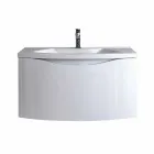 Mueble de baño suspendido moderno con estante para lavabo y espejo de diseño - Michele viadurini