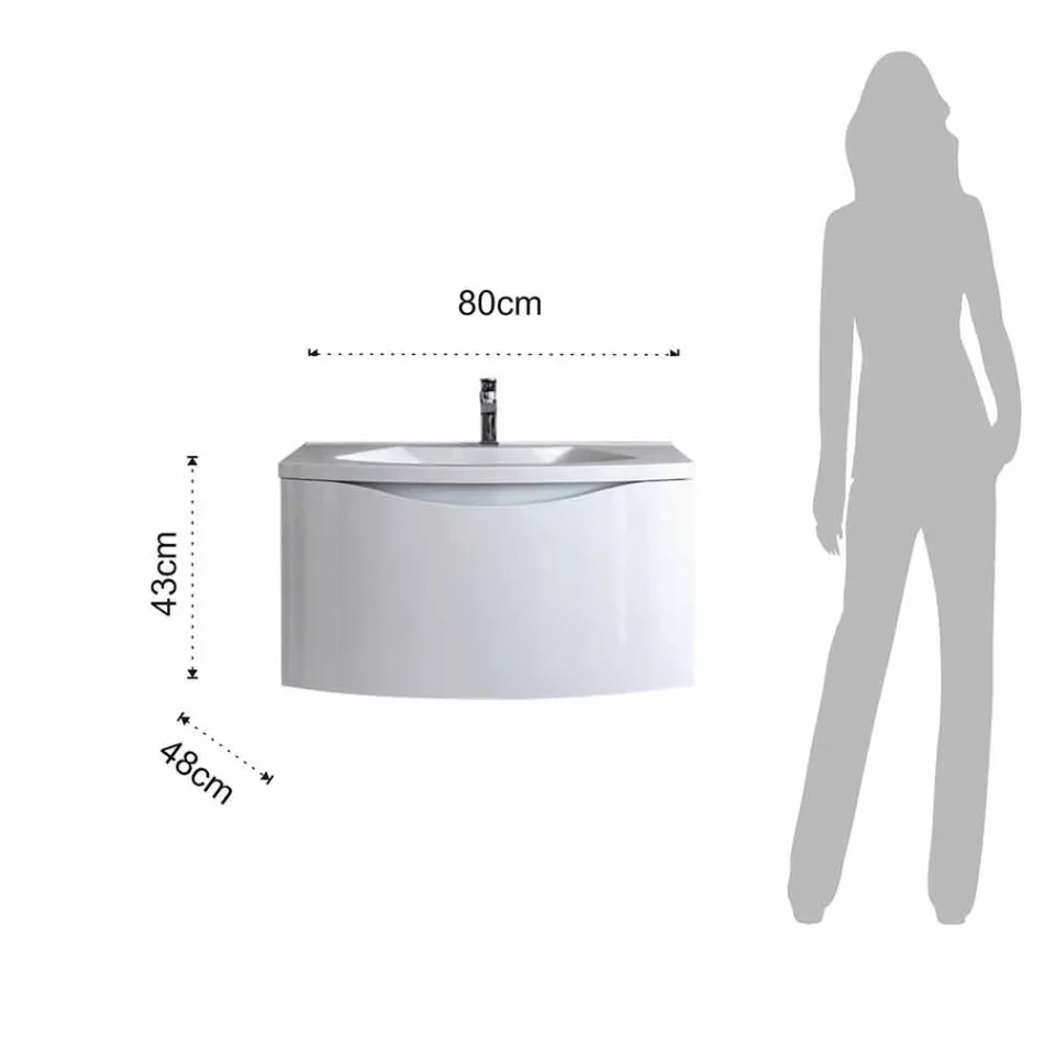 Mueble de baño suspendido moderno con estante para lavabo y espejo de diseño - Michele viadurini