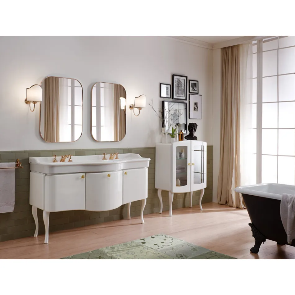 Mueble de baño monocolor con lavabo de cerámica blanca - Candy viadurini