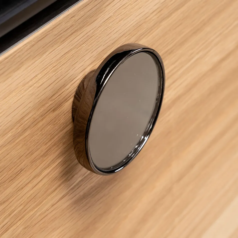 Mueble de baño suspendido de 100 cm en cristal templado de 8 mm y roble europeo - Excelsior viadurini