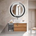 Mueble de baño suspendido de 100 cm en cristal templado de 8 mm y roble europeo - Excelsior