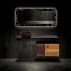 Mueble de baño suspendido de 80 cm en cristal templado de 8 mm y roble europeo - Excelsior viadurini