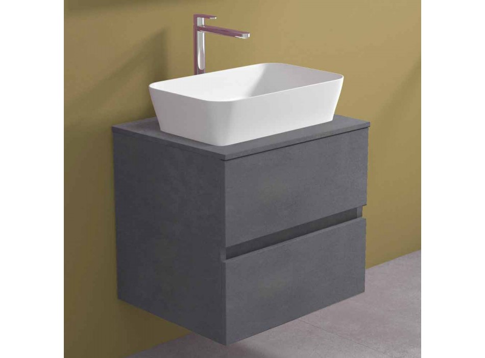 Mueble de baño suspendido con lavabo sobre encimera rectangular, diseño moderno - Dumbo viadurini