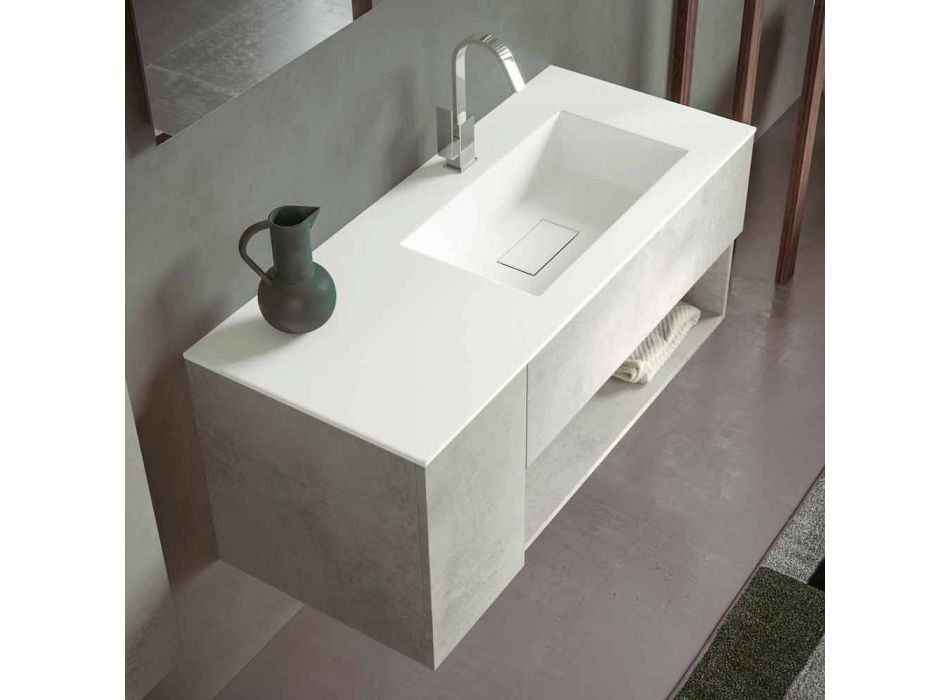 Mueble de Baño Suspendido y Lavabo Integrado, Diseño Moderno en 4 Acabados - Pistillo viadurini
