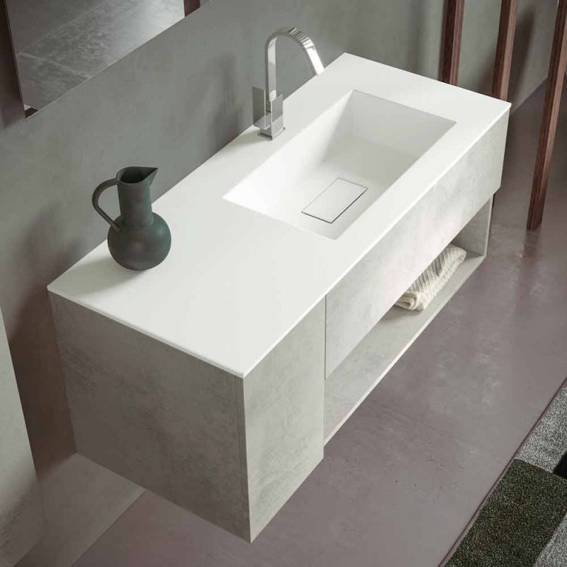 Mueble de baño con lavabo suspendido de diseño moderno integrado