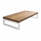 Mueble de baño suspendido en teca con toallero en Hi Macs® White - Saverno viadurini