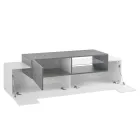 Mueble de TV bajo de madera para sala de estar 3 puertas y compartimento abierto - Theresse viadurini