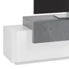 Mueble de TV bajo de madera para sala de estar 3 puertas y compartimento abierto - Theresse viadurini