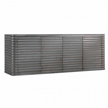 Armario con 4 puertas en diseño de madera moldeada, L230xP49 cm, Dana viadurini