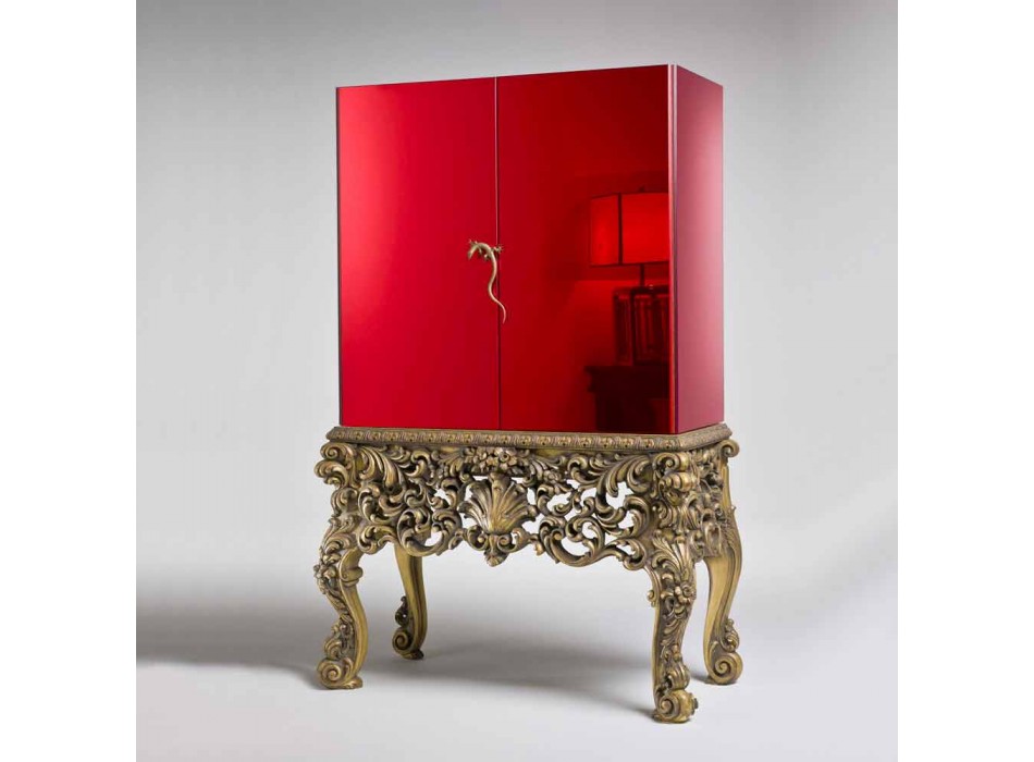 Muebles con diseño de lujo de madera tallada, hecho en Italia, Sam viadurini