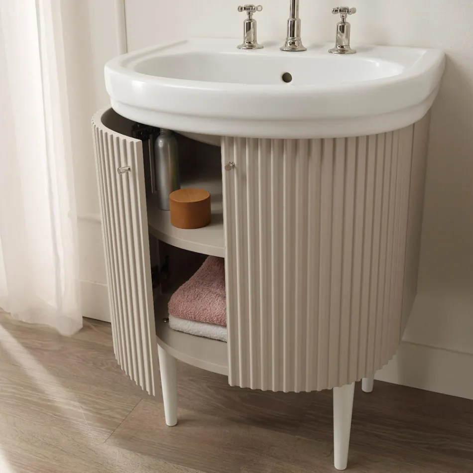 Gabinete con dos puertas y un estante con lavabo Made in Italy - Candy viadurini