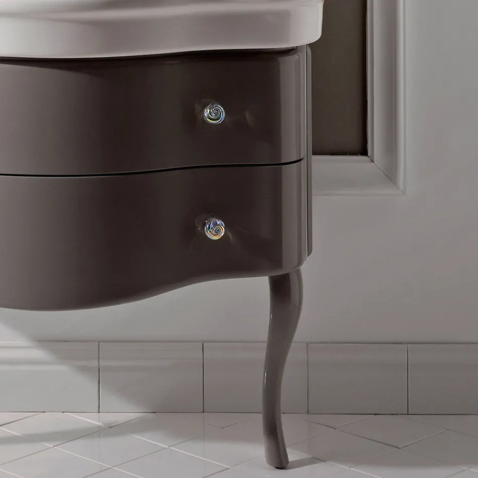Mueble Lacado Brillo con Dos Cajones y Lavabo Made in Italy - Candy viadurini