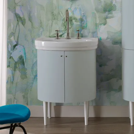 Mueble con Lavabo de Cerámica y 2 Puertas Celeste - Candy viadurini